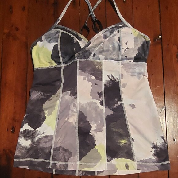 Lululemon Pastel Watercolor Print Tank Top Surplice Activewear Athleisure - Picture 1 of 8